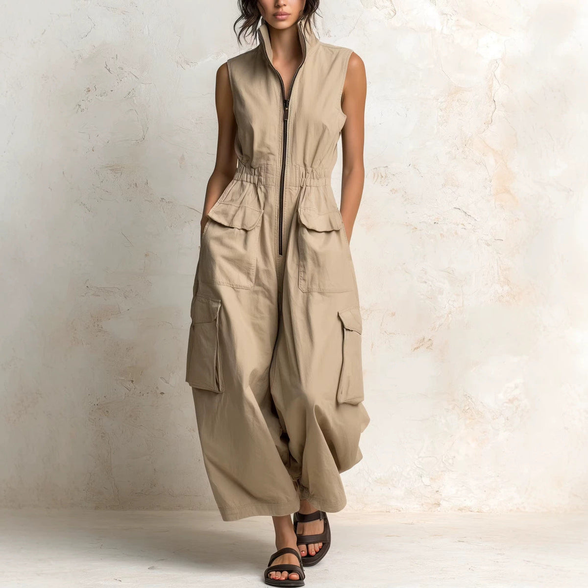 Camille Utility Zip-Front Jumpsuit