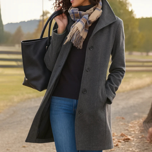 Marjorie | Classic Button-Front Long Coat for Women