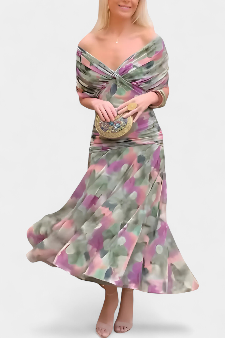 Alondra™ | Long Floral Dress with V-Neck
