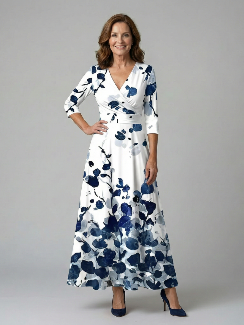 Celine | Cross Wrap Neck Midi Dress