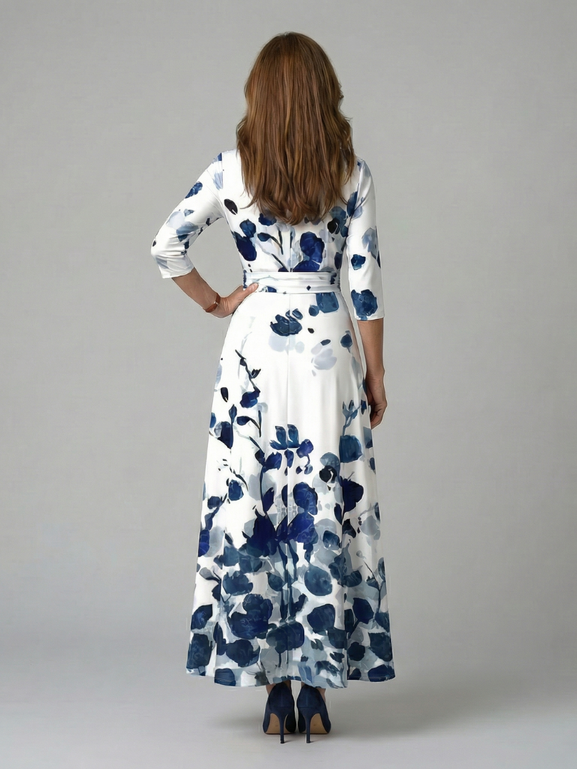 Celine | Cross Wrap Neck Midi Dress