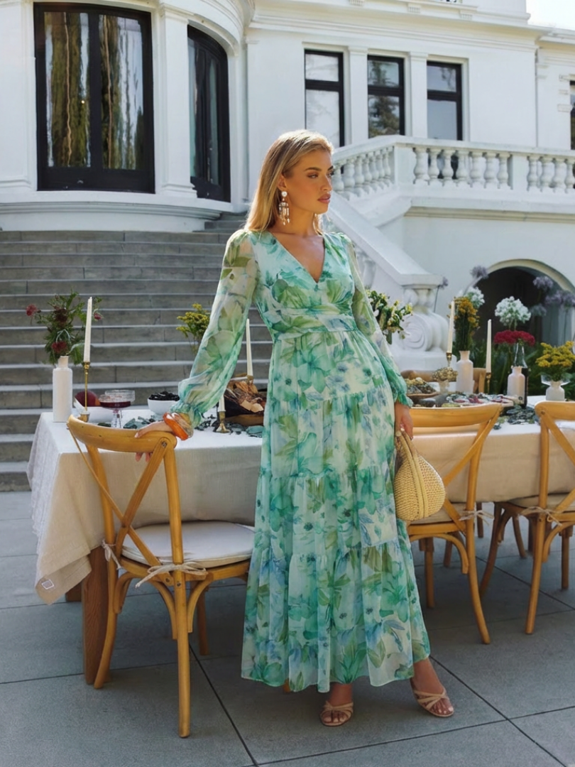 Althea | Long Sleeve Floral Maxi Dress