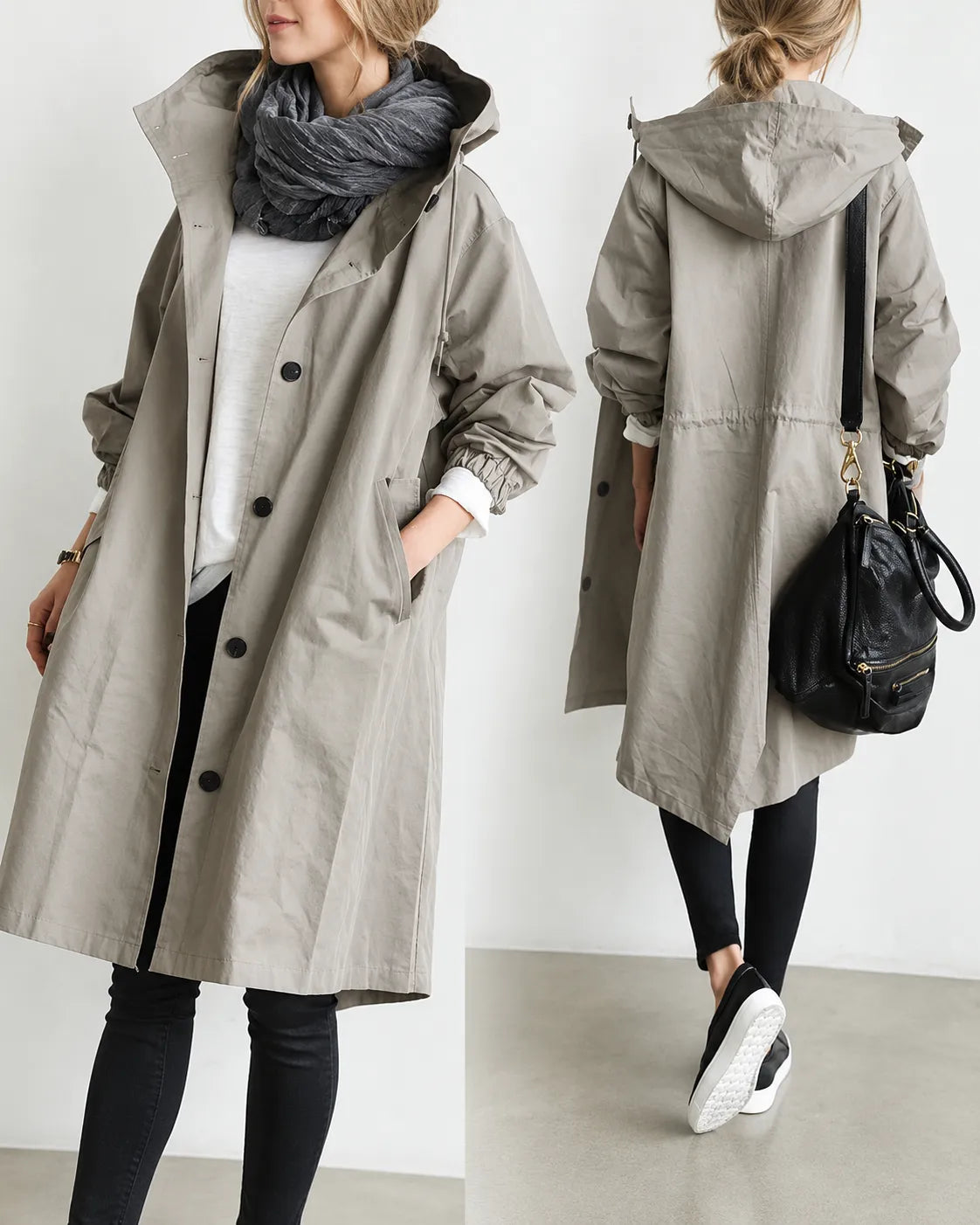 Maisie | Oversized Hooded Button-Front Coat