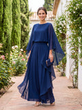 Lenorah | Cape-Sleeve Top and Ruffled Skirt Two-Piece Set