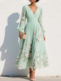 Mathilda - Elegant Mint Green Floral Midi Dress
